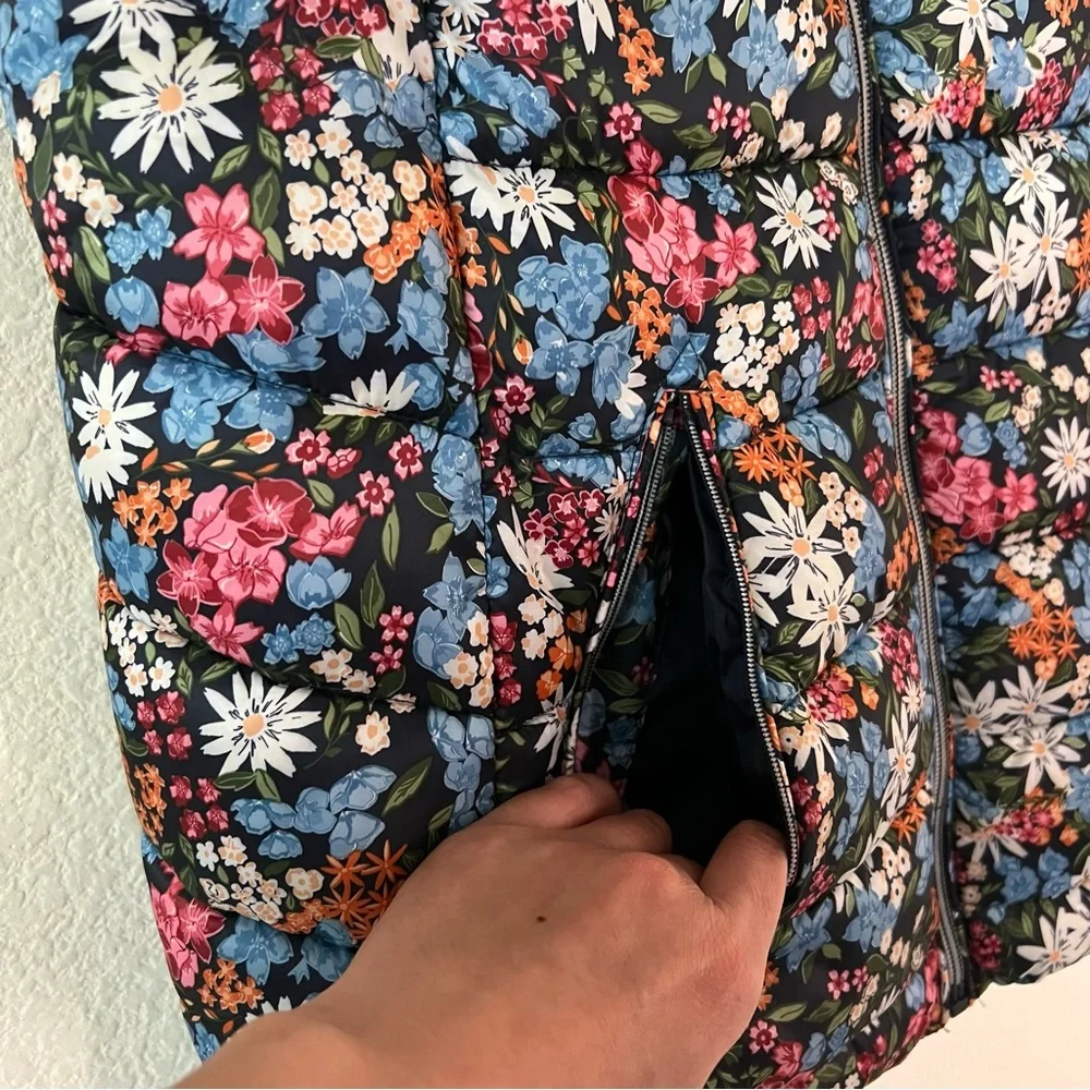 Zara Girls Floral Puffer Vest Full Zip Quilted Padded Sleeveless Jacket 13/14